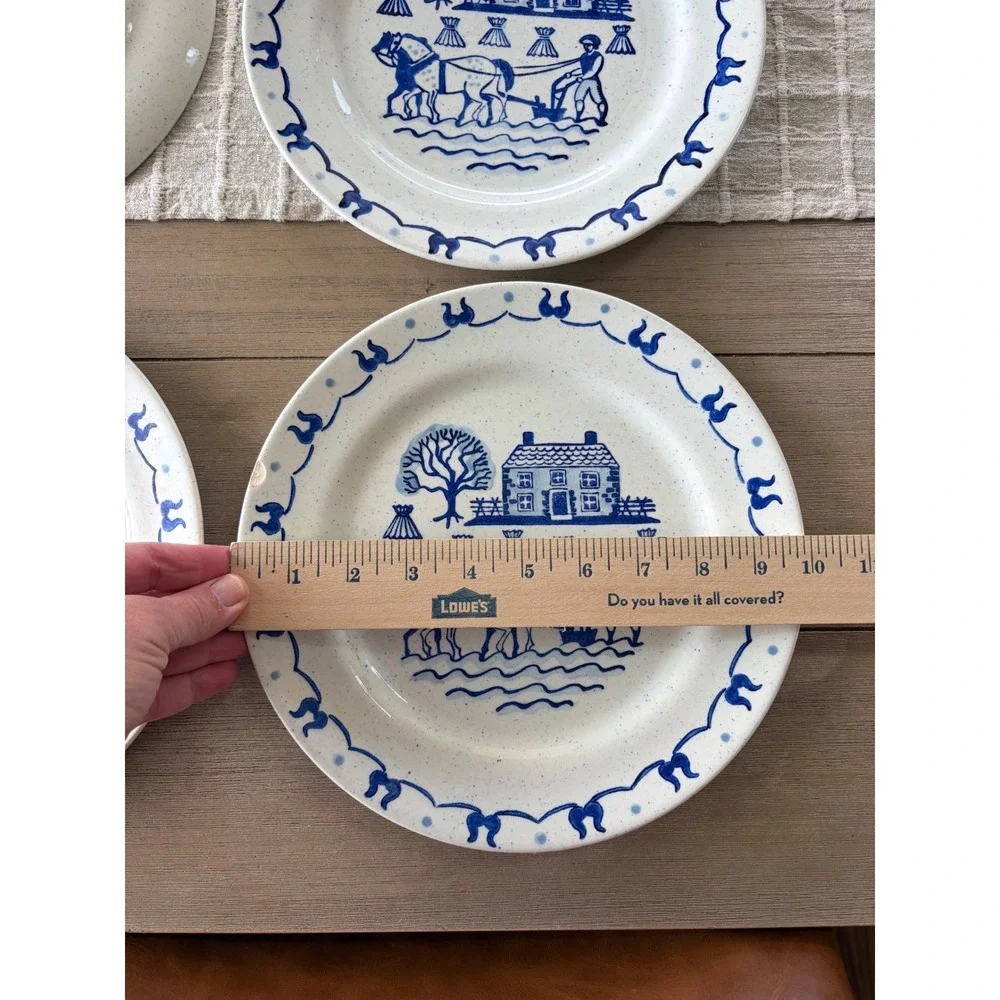 Vintage Metlox Poppytrail Provincial Blue Dinner Plates Set of 6 Farmhouse 9.5in - Picture 5 of 5